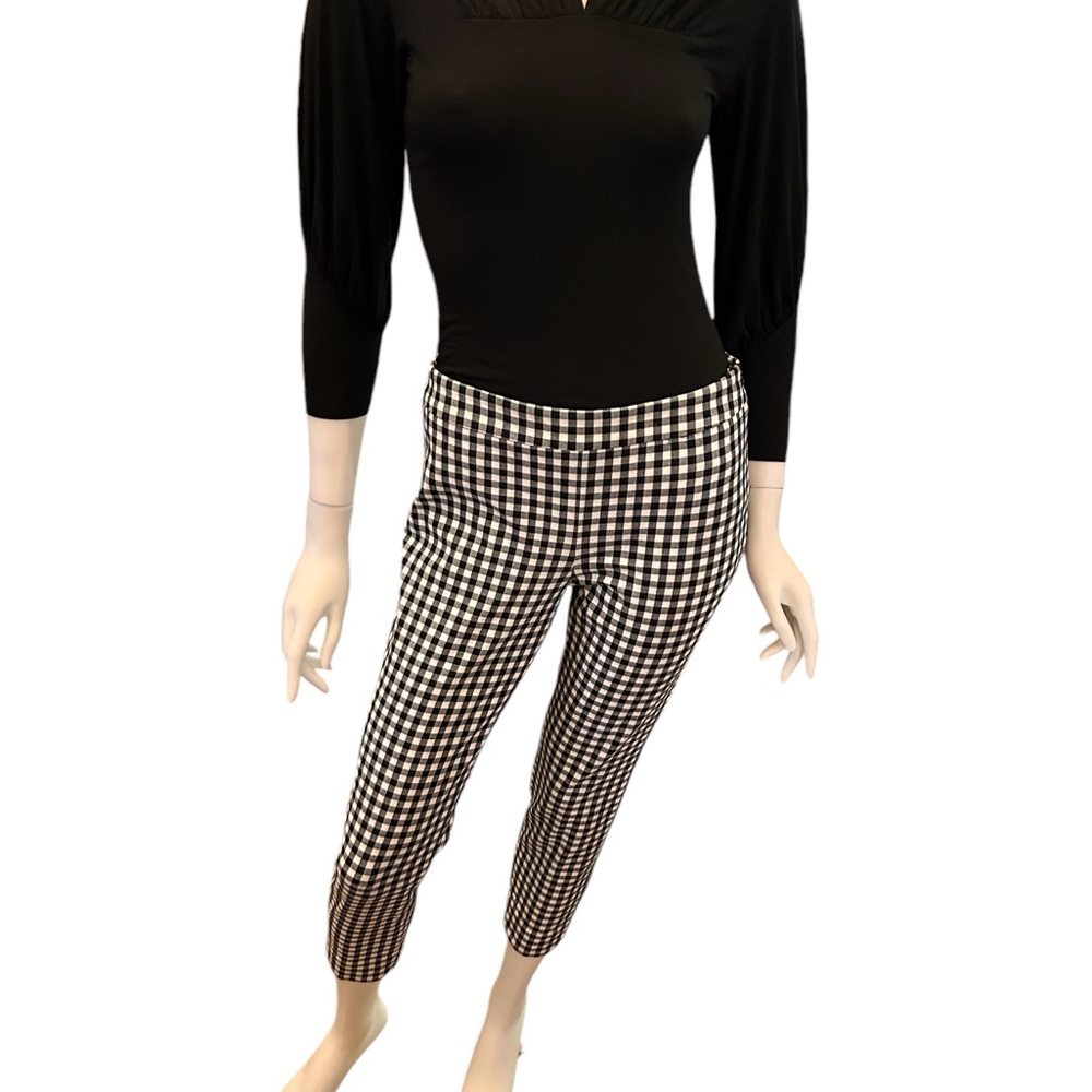 Talbots Chatham Ankle Pants Black White Gingham Petite Size 2P